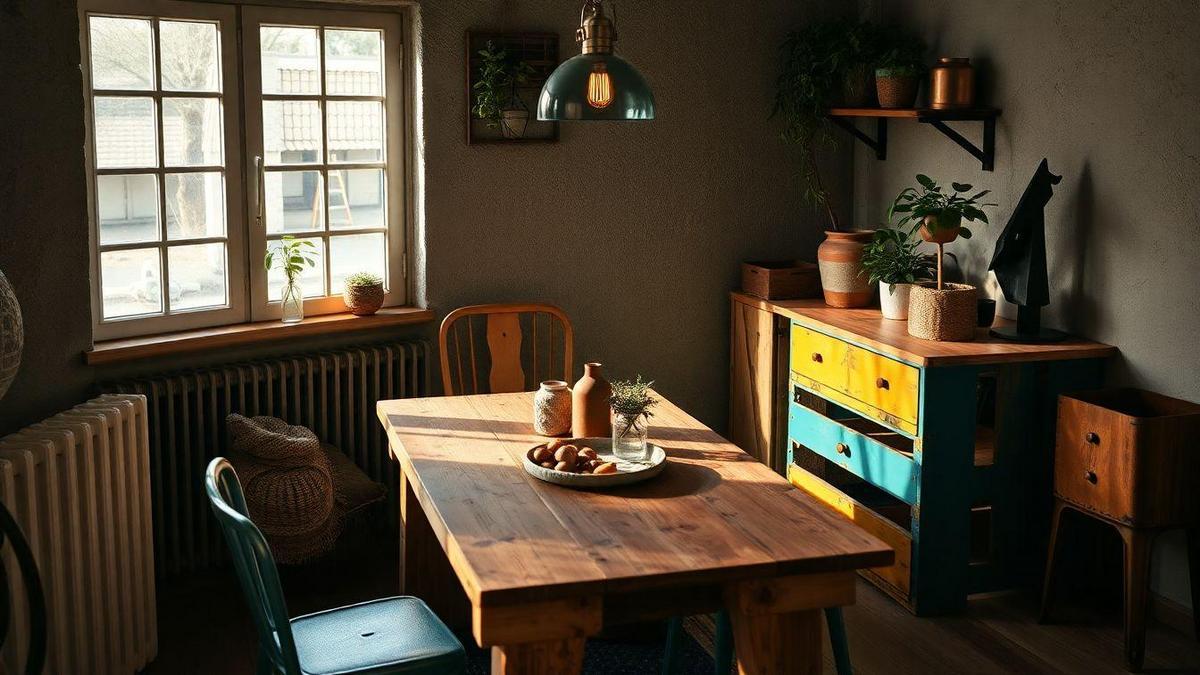 Móveis reciclados e upcycling para ambientes criativos